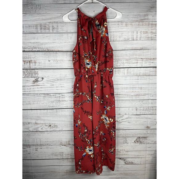 As U Wish High Neck Sleeveless Jumpsuit Wide Leg Small Boho Wedding Floral Beach - Picture 8 of 12